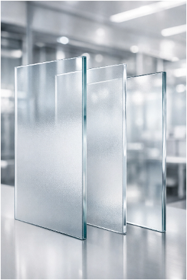 3 standing sheets of glass with various opacity representing the 3-tier levels of CMMC